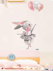 Kids Cartoon Rabbit Print Wall Sticker Easter - Multicolor - View 5