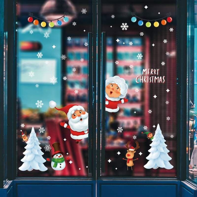 

2sheets Christmas Cartoon Graphic Window Sticker, Multicolor