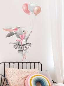 Kids Cartoon Rabbit Print Wall Sticker Easter - Multicolor - View 6