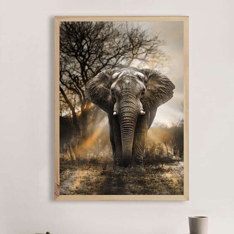 

Elephant Print DIY Diamond Painting Without Frame, Multicolor