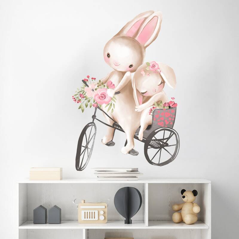 

Kids Cartoon Rabbit Print Wall Sticker, Multicolor