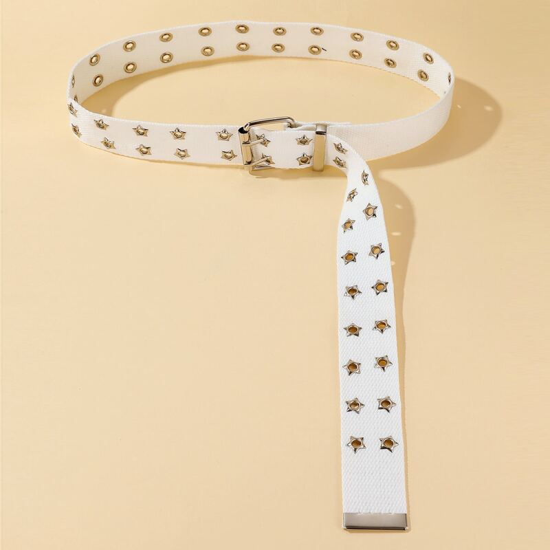 

Star Grommet Tape Belt, White