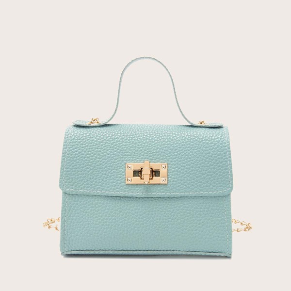 

Twist Lock Chain Satchel Bag, Blue