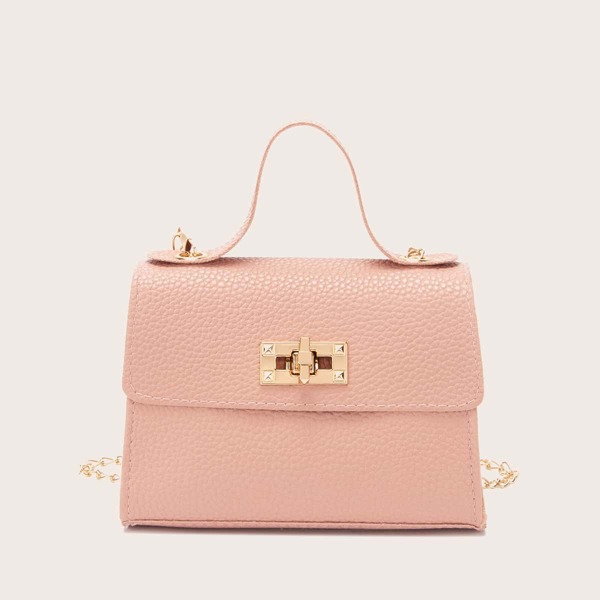 

Twist Lock Chain Satchel Bag, Pink