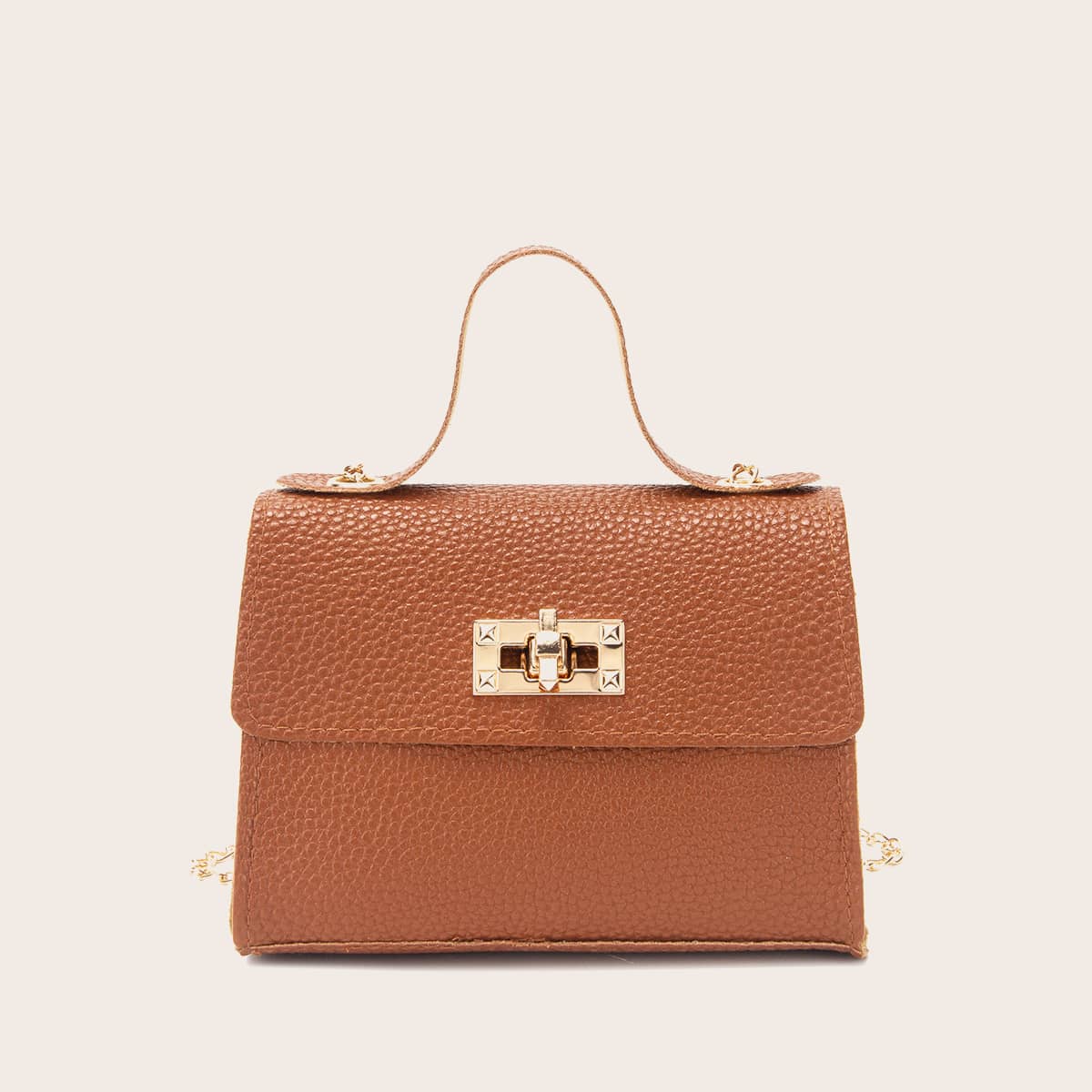 

Twist Lock Chain Satchel Bag, Brown