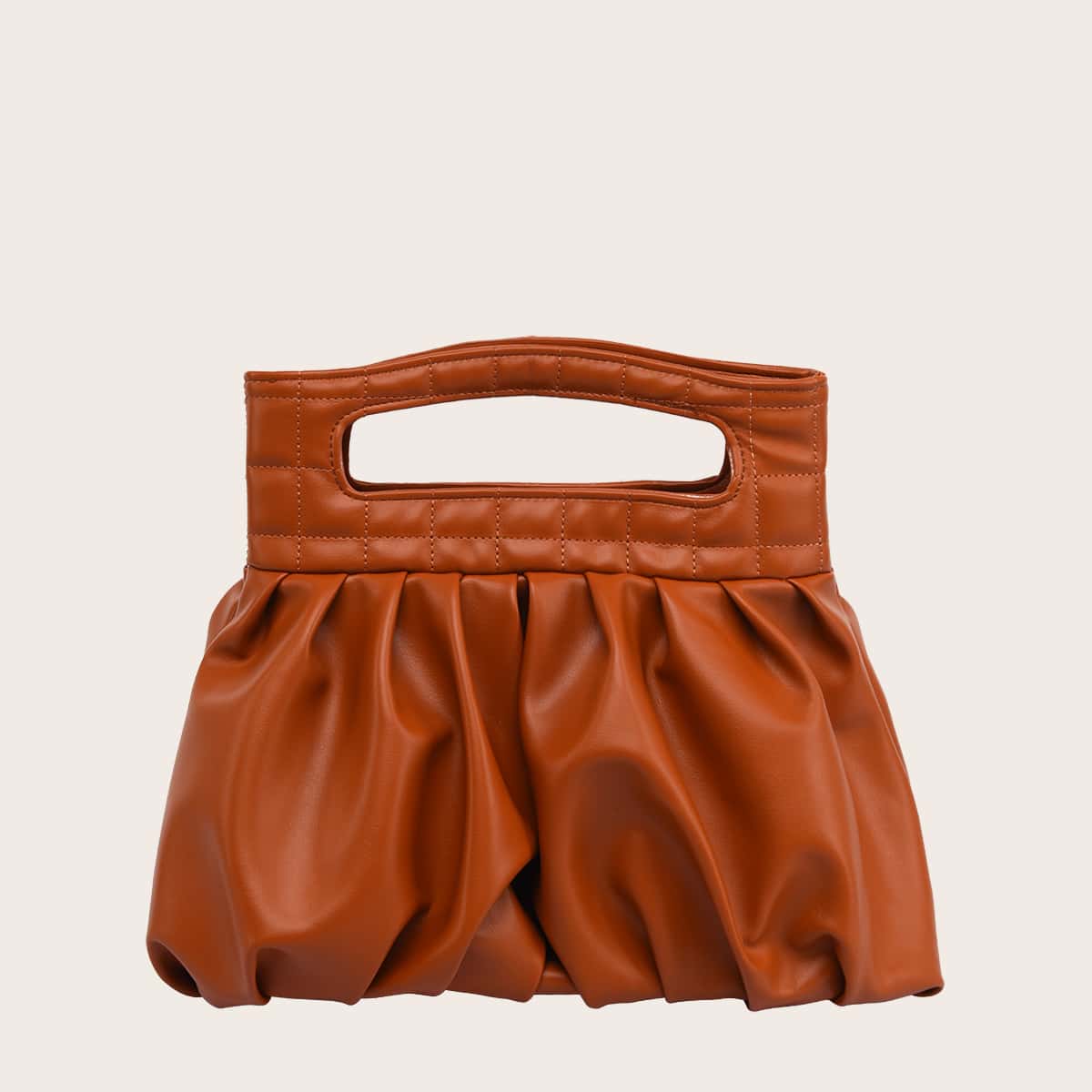 

Minimalist Ruched Tote Bag, Brown