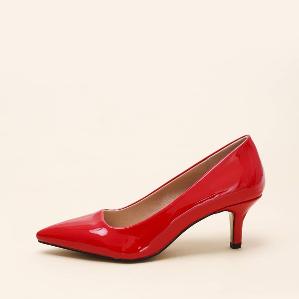 

Point Toe High Heeled Court Pumps, Red
