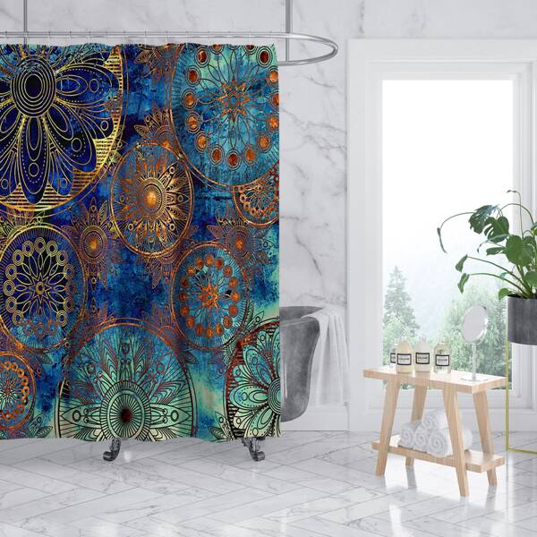 

Mandala Print Shower Curtain With 12hooks, Multicolor