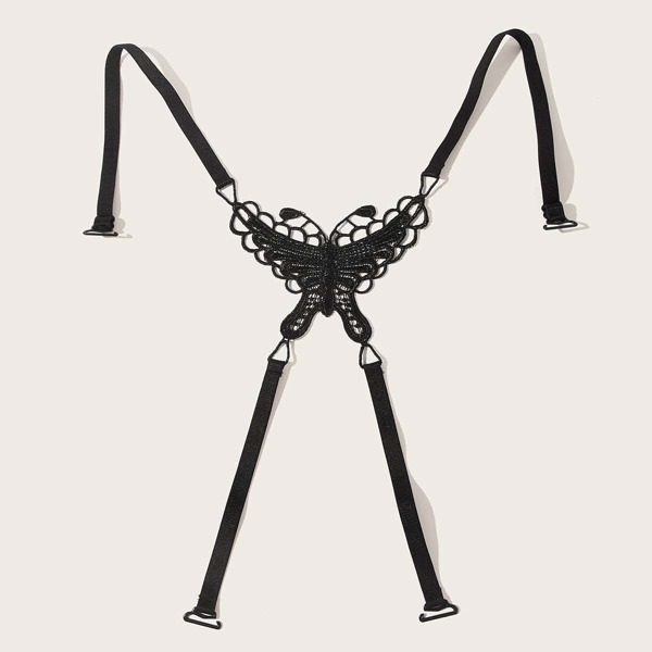 

Plus Butterfly Crochet Lace Bra Strap, Black