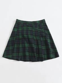 SHEIN Plus Plaid Pleated Skirt - Multicolor - View 5