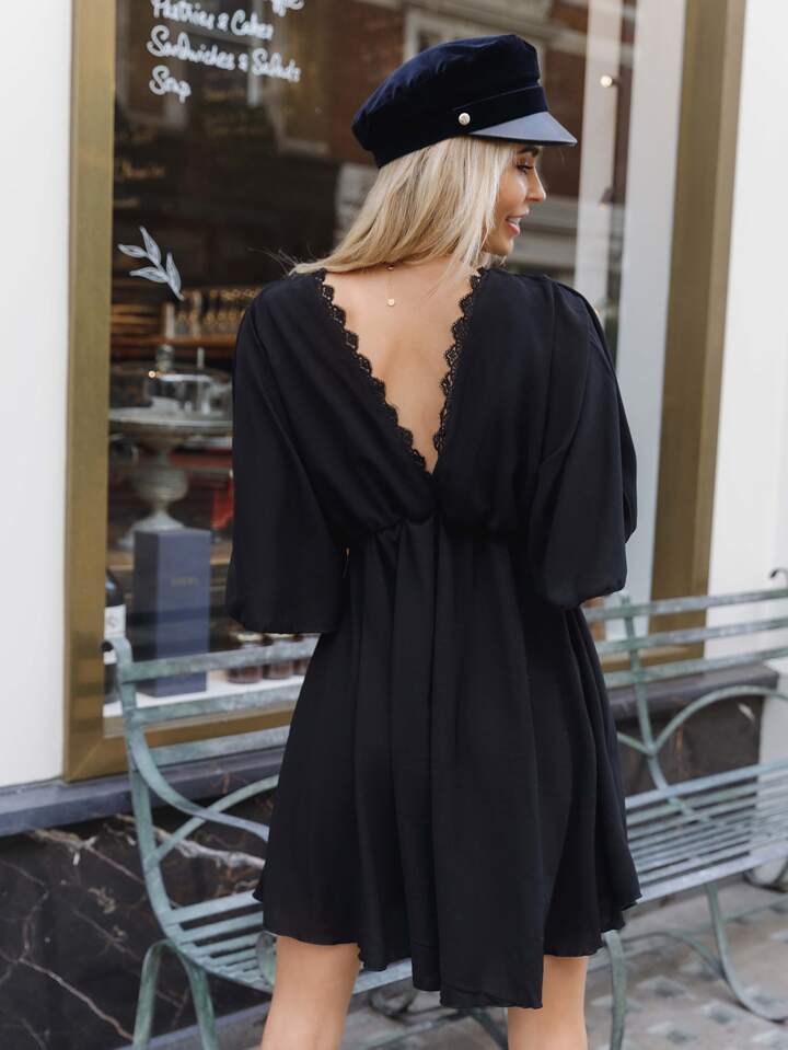 Is That The New Contrast Lace Kimono Sleeve A-Line Dress ??| ROMWE