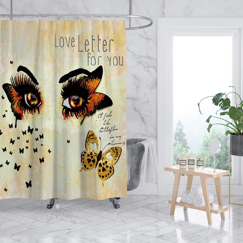 

Butterfly Print Shower Curtain With 12hooks, Multicolor