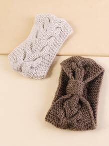 2pcs Bow Knitted Headband - Multicolor - View 2