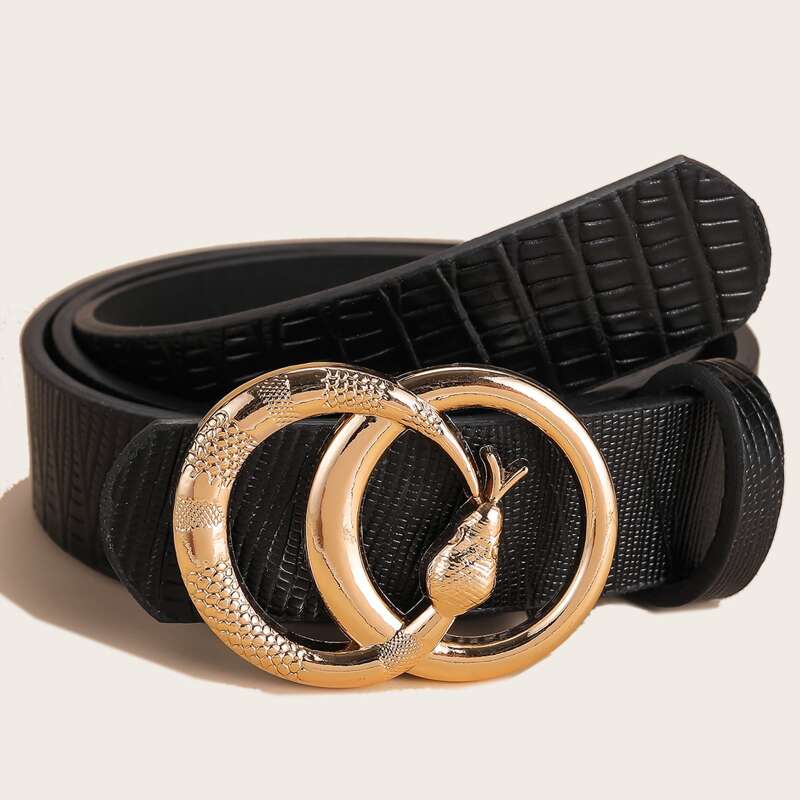

Snake Ring Buckle Belt, Black