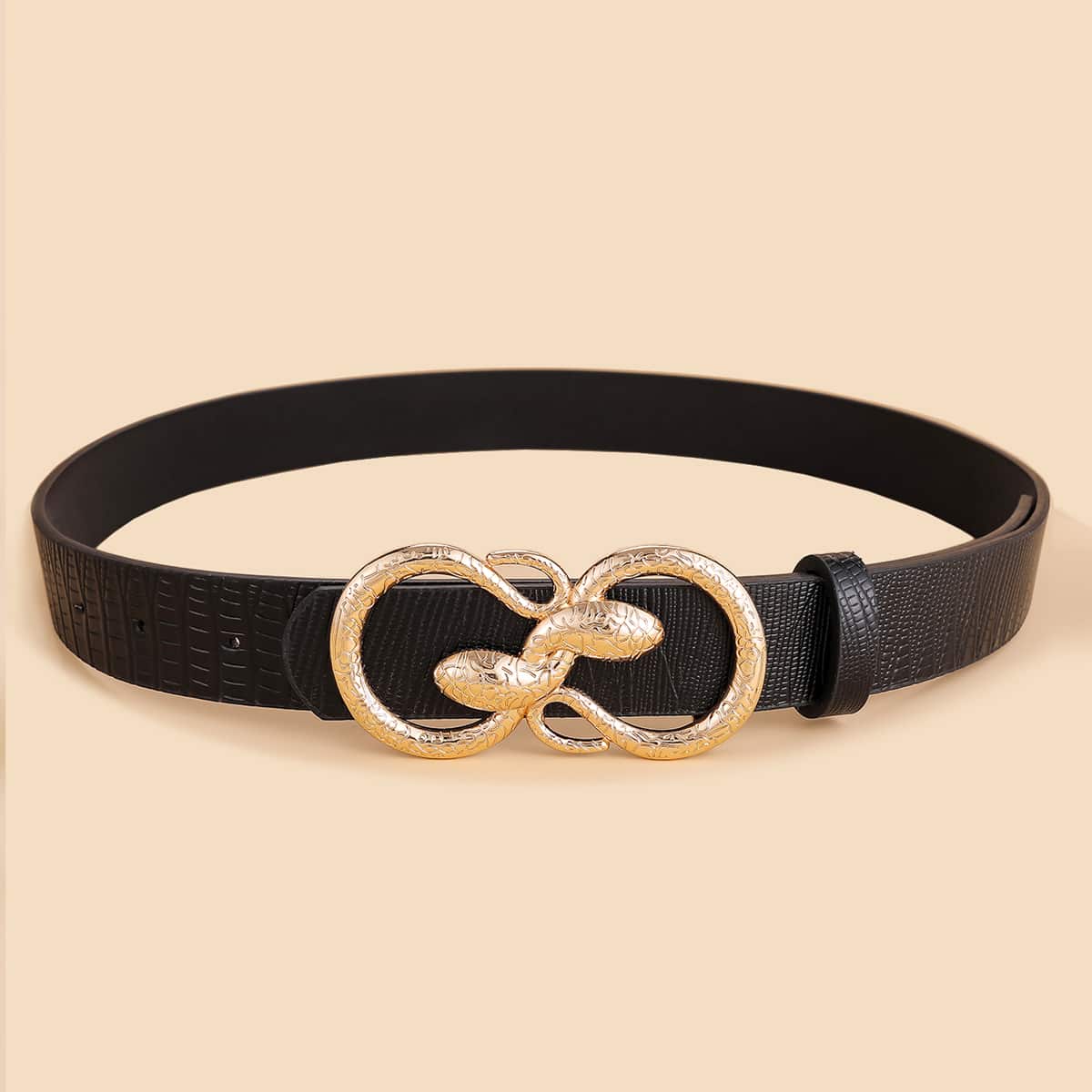 

Snake Ring Buckle Belt, Black