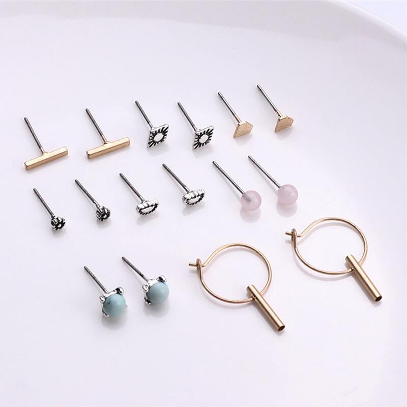 

8pairs Minimalist Earrings, Multicolor