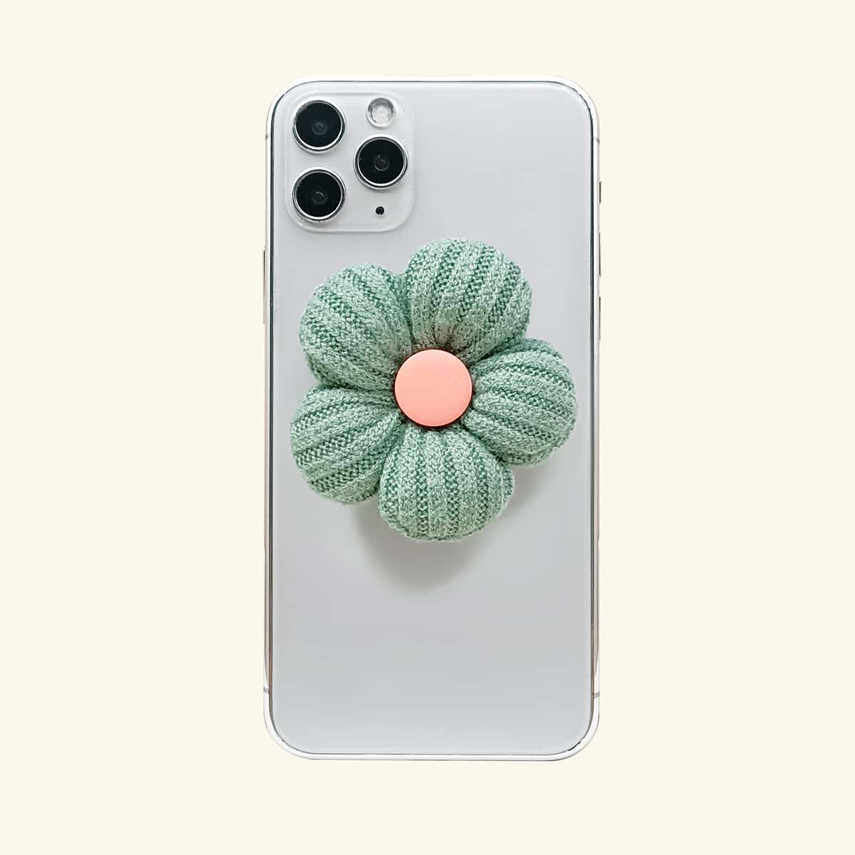

Flower Decor Pop-Out Phone Grip, Green