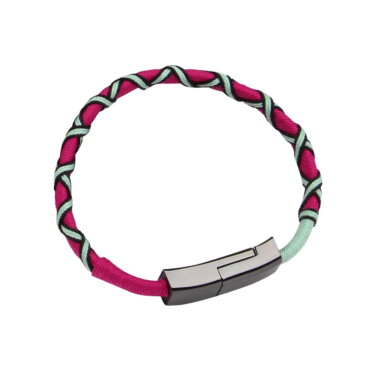 

1pc iPhone Handmade Rope Bracelet Data Cable, Hot pink
