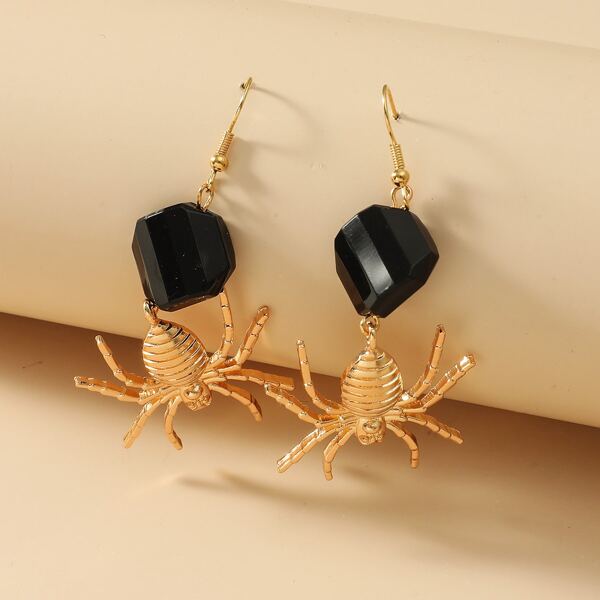 

Halloween Spider Drop Earrings, Gold