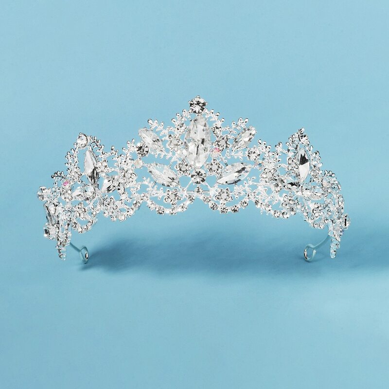 

Rhinestone Decor Crown Hair Accessory, Silver