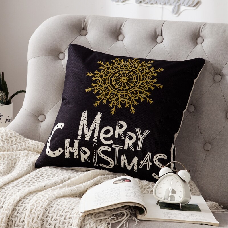 

Christmas Slogan Graphic Cushion Cover Without Filler, Multicolor