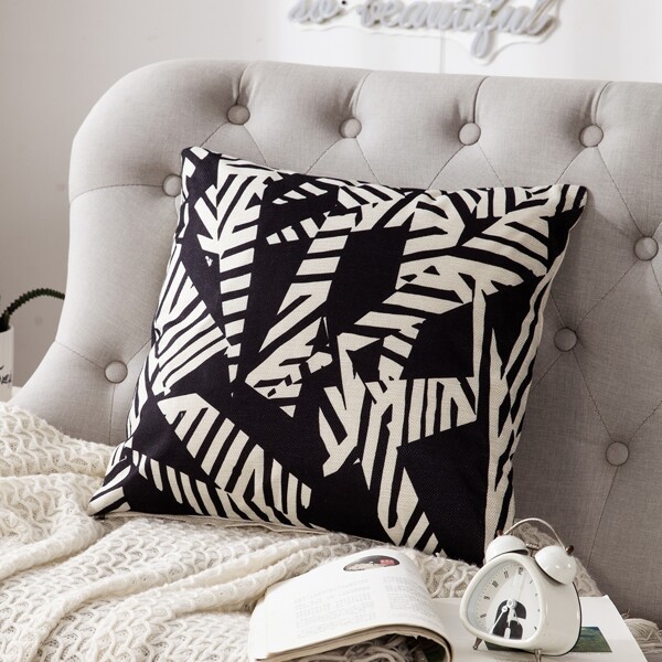 

Graphic Print Cushion Cover Without Filler, Black and white