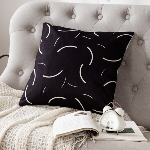 

Graphic Print Cushion Cover Without Filler, Black