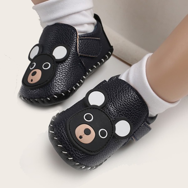 

Baby Boy Cartoon Graphic Velcro Strap Flats, Navy blue