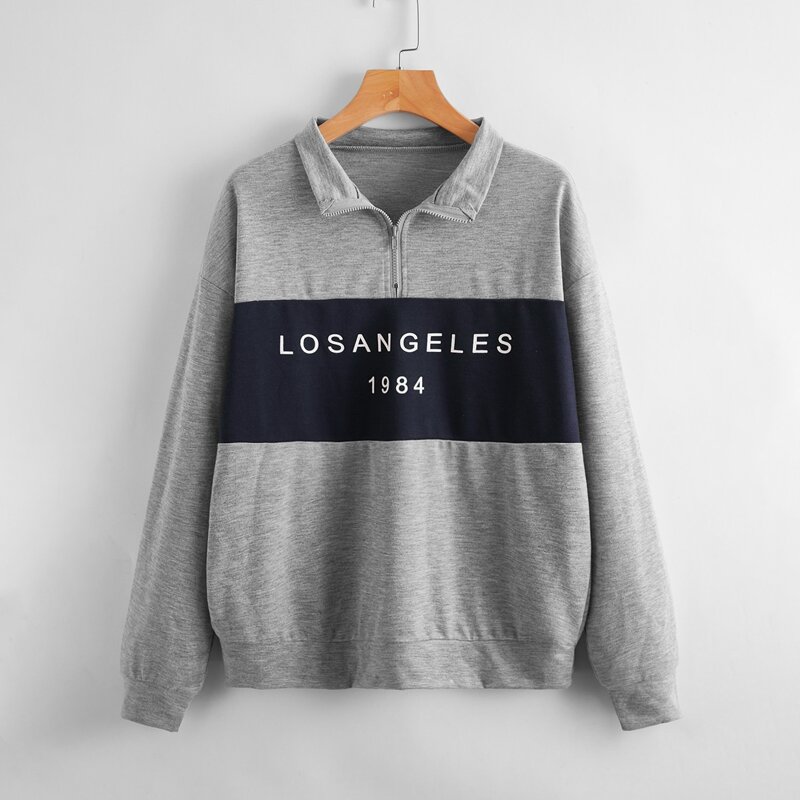 

Letter Graphic Half-Zip Sweatshirt, Grey