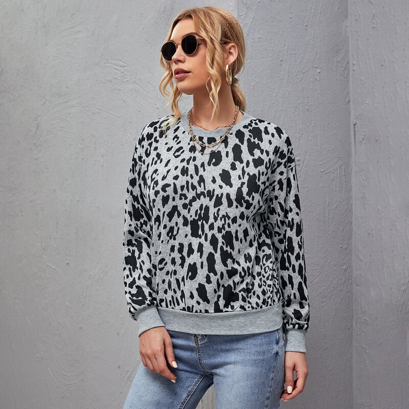 

Drop Shoulder Allover Print Pullover, Multicolor