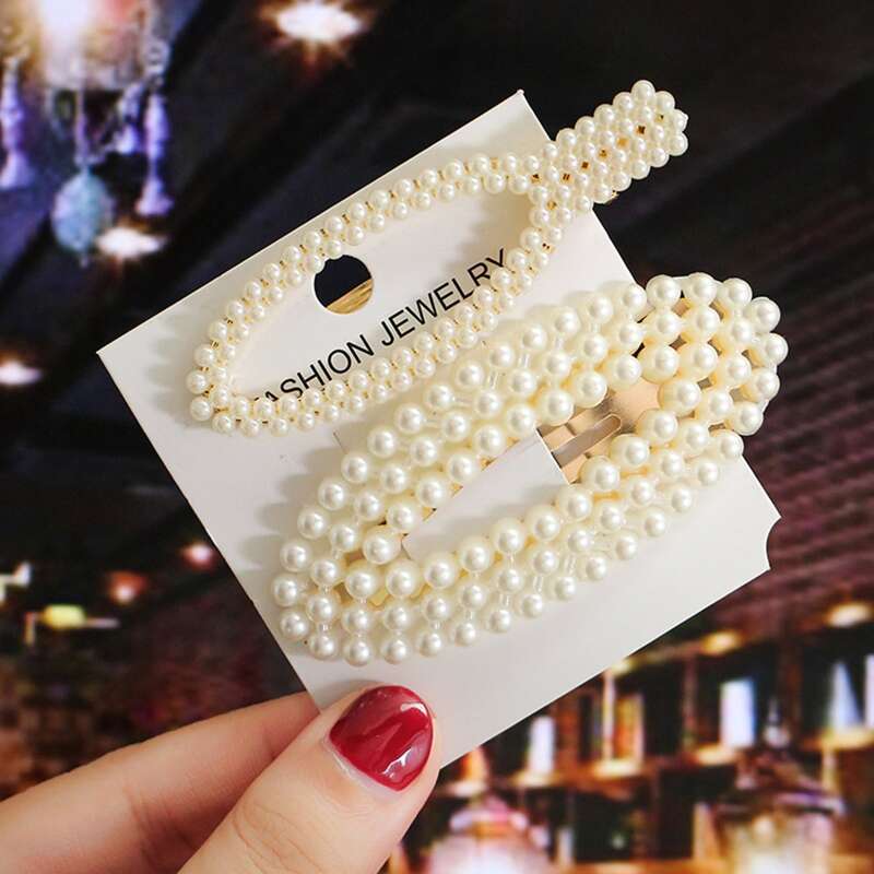 

2pcs Faux Pearl Hair Clip, White