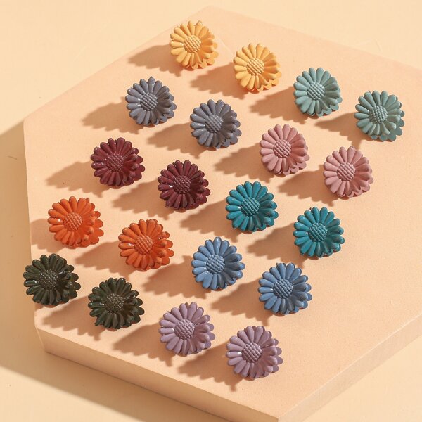 

10pairs Flower Design Hair Claw, Multicolor