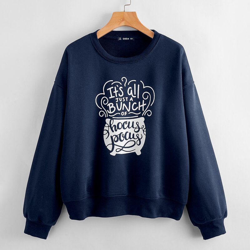 

Slogan Graphic Drop Shoulder Sweatshirt, Navy blue
