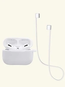Vỏ Airpods màu tinh khiết với cáp tai nghe chống thất lạc - trắng - Xem 2