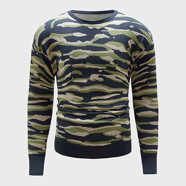 

Men Camo Pattern Drop Shoulder Sweater, Multicolor