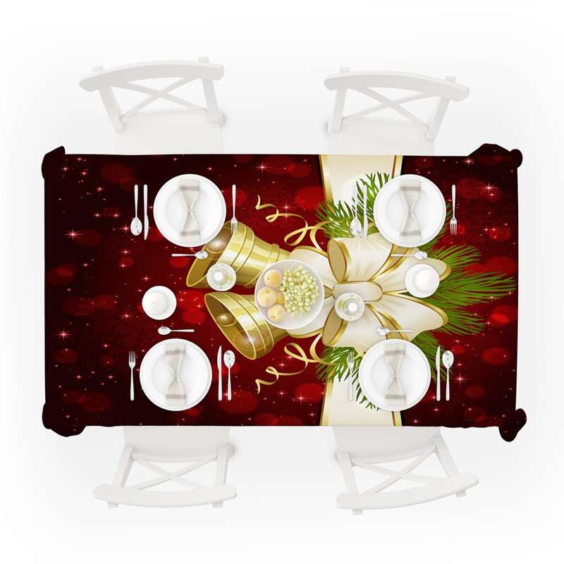 

Christmas Bells Print Tablecloth, Multicolor