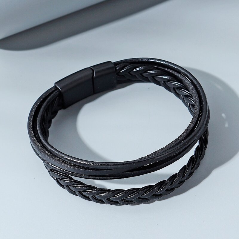 

Guys Simple Braided Bracelet, Black