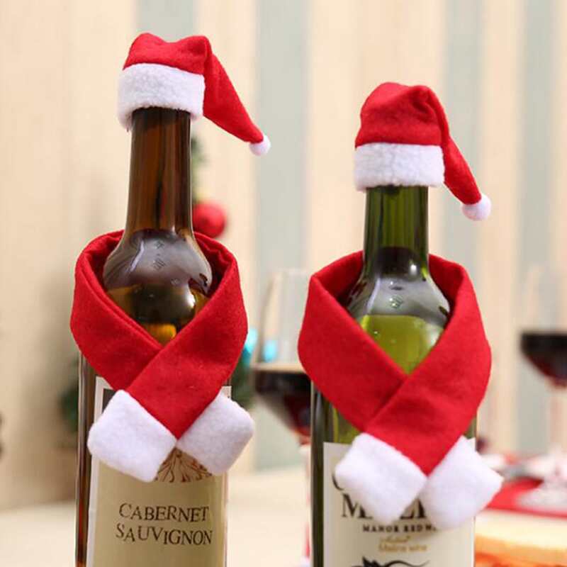 

1set Christmas Wine Bottle Cover, Red
