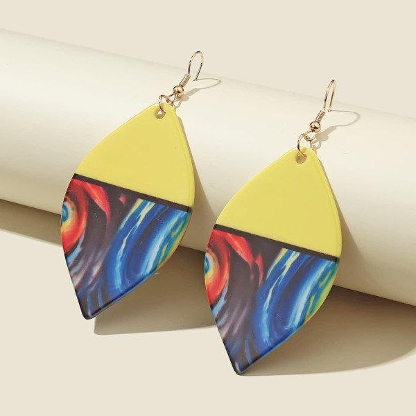 

Geometric Drop Earrings, Yellow