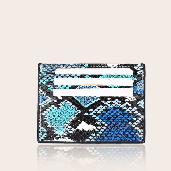 

Snakeskin Print Card Holder, Blue