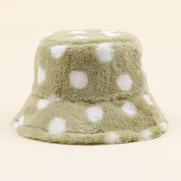 

Polka Dot Fluffy Bucket Hat, Multicolor