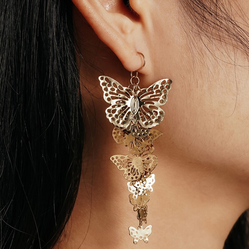 

Butterfly Charm Drop Earrings, Gold