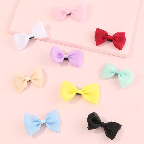 

9pcs Toddler Girls Bow Knot Decor Hair Clip, Multicolor