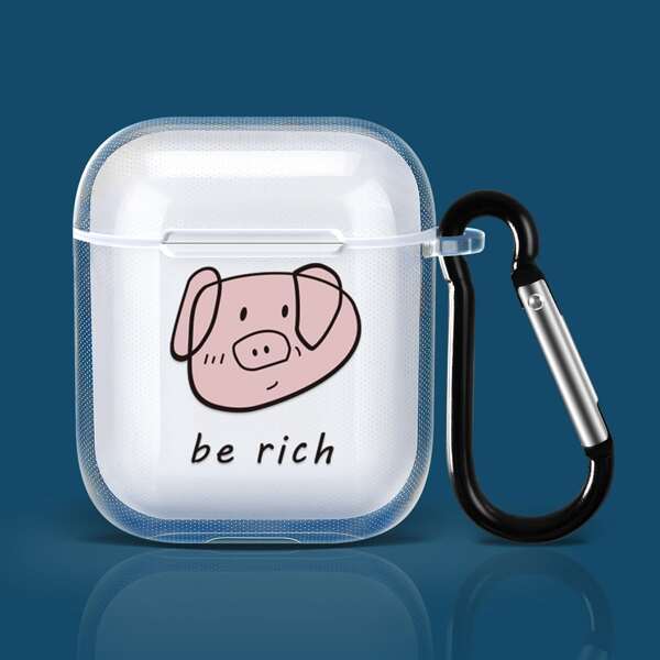 

Прозрачный чехол для Airpods с рисунком свиньи