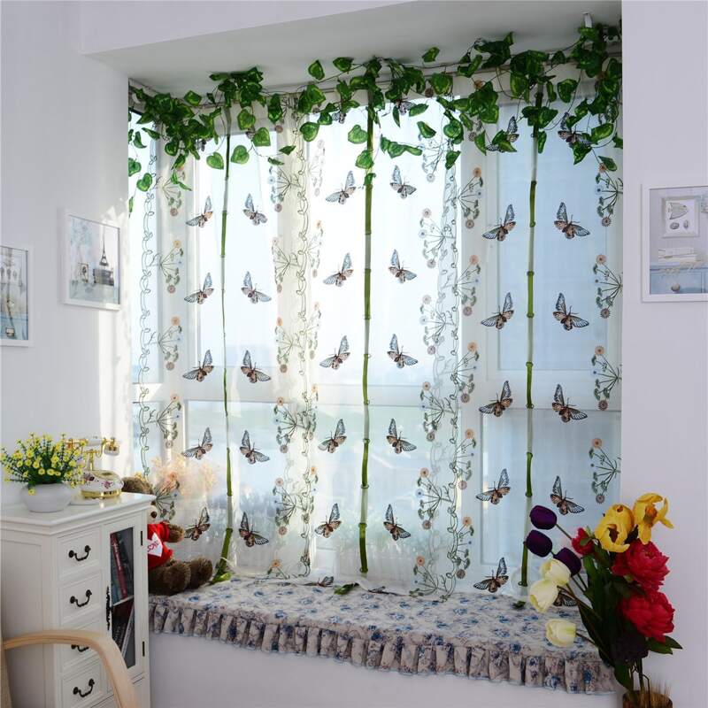 

Butterfly Embroidery Single Panel Sheer Curtain, Multicolor