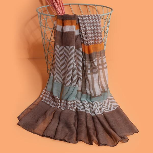 

Geo Print Colorblock Scarf, Multicolor