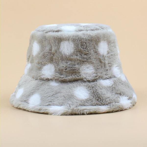 

Polka Dot Fluffy Bucket Hat, Multicolor