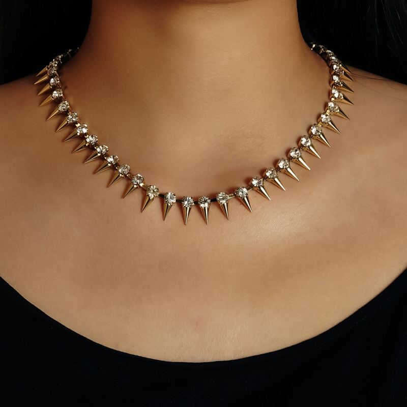 

Rhinestone Cone Decor Necklace, Gold