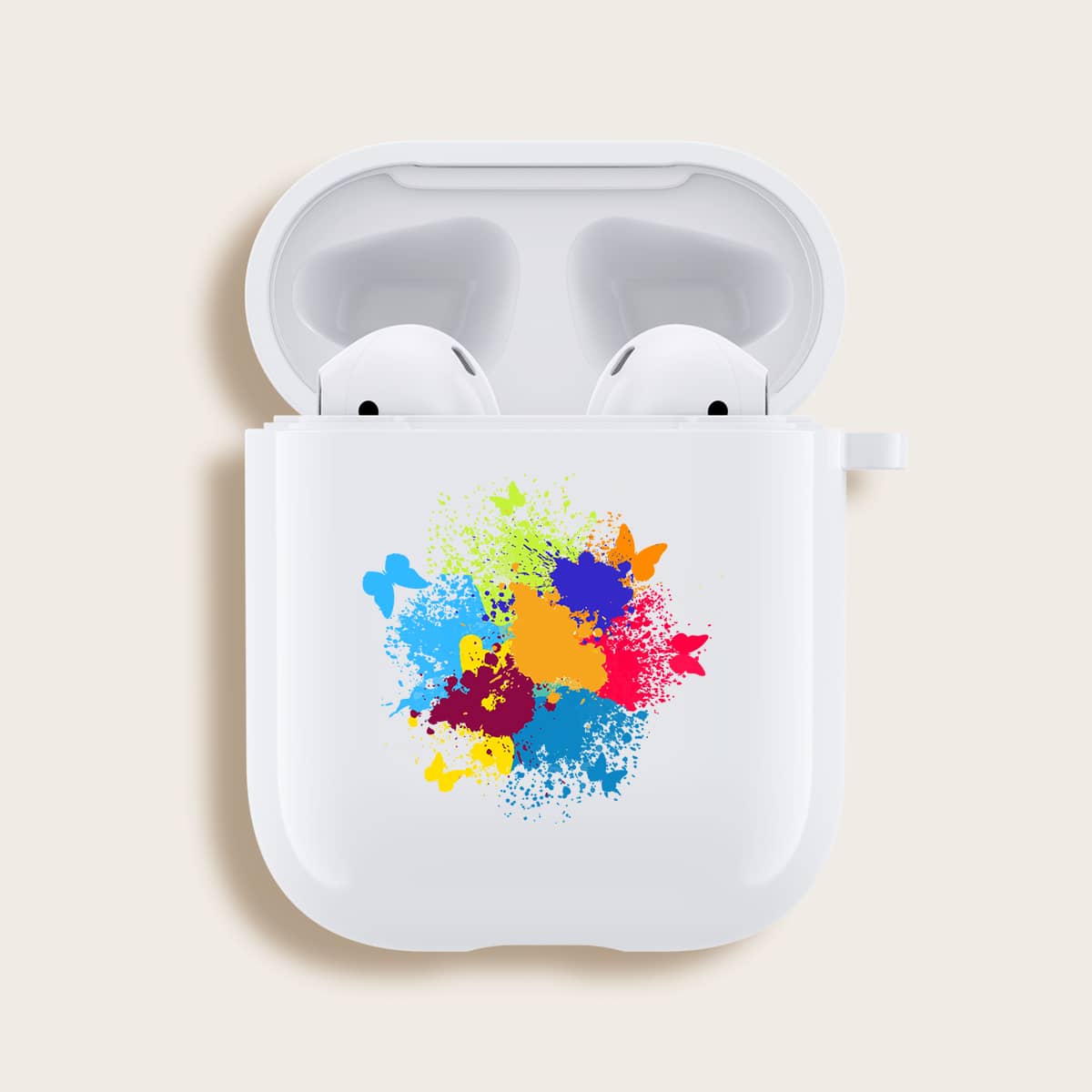 

Colorful Splash Ink Airpods Case, White