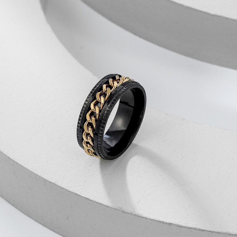 

Guys Chain Decor Ring, Gold